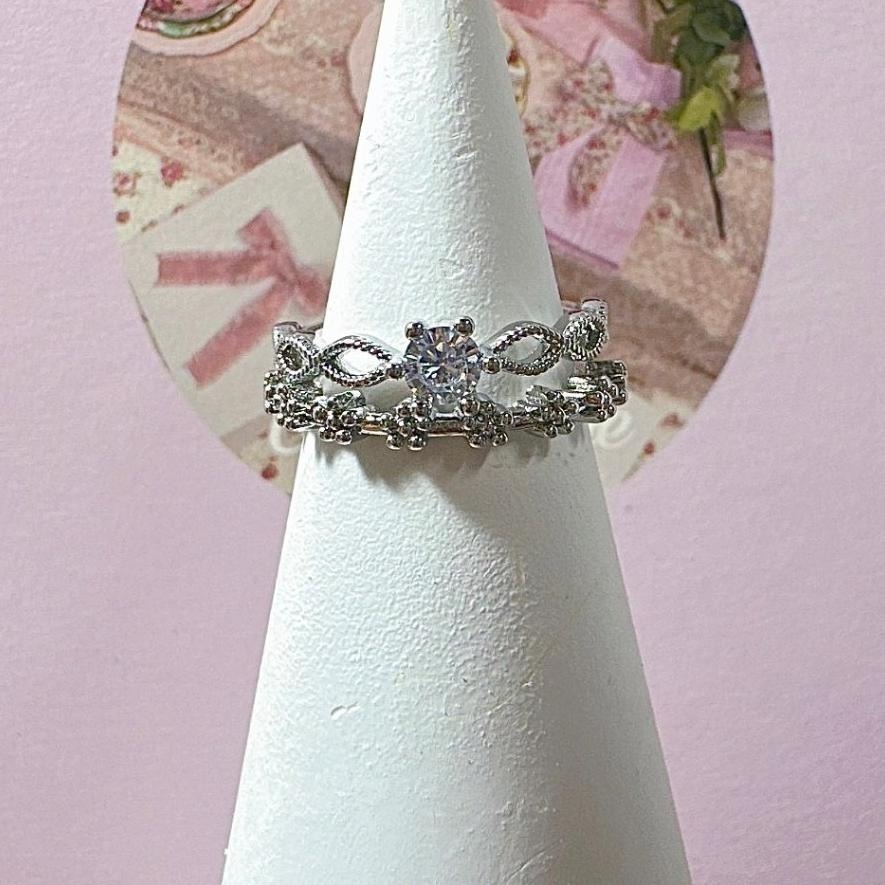 【韓系雙層水鑽戒指】開口戒 鑲鑽 女生戒指 女生飾品  戒指 飾品 CA0402-細節圖4