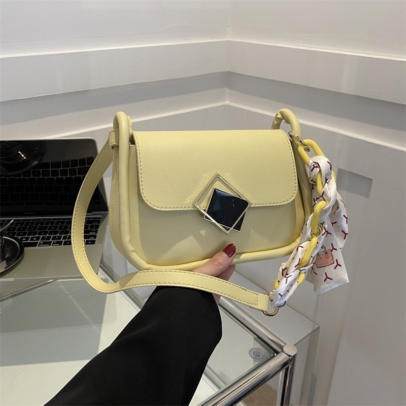 【韓版 時尚鏈條絲巾肩背包】小方包 腋下包 側背包 小方包 女生包包 包包 #CB0201-規格圖5