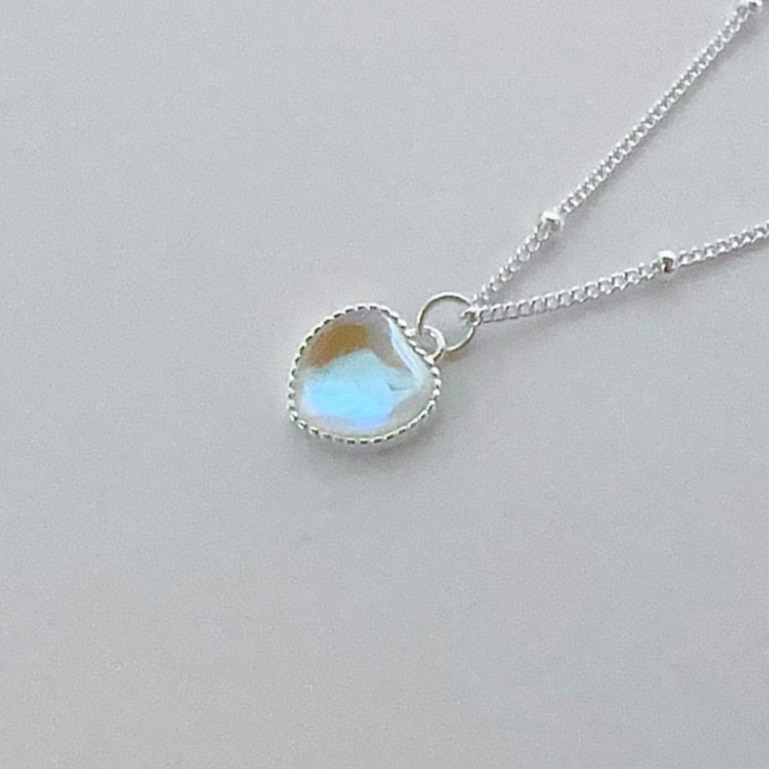 【月神之淚·心光】925純銀 愛心月光石項鍊 鎖骨項鍊 女生項鍊 愛心項鍊 飾品 #CA0213-細節圖4