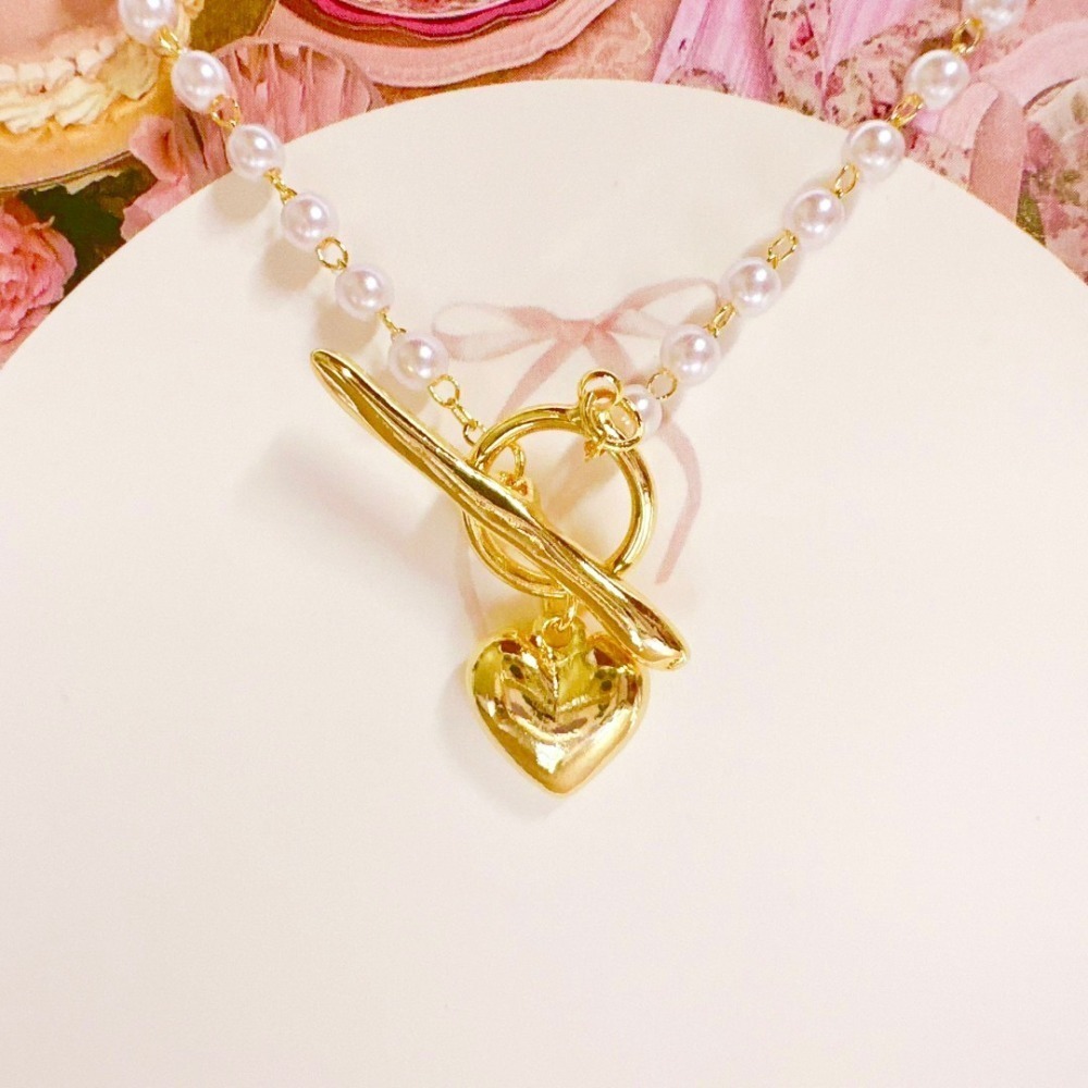 【正韓 甜美珍珠鏈愛心OT扣項鍊 】韓國項鍊 女生飾品 項鍊 #YA5313-規格圖6