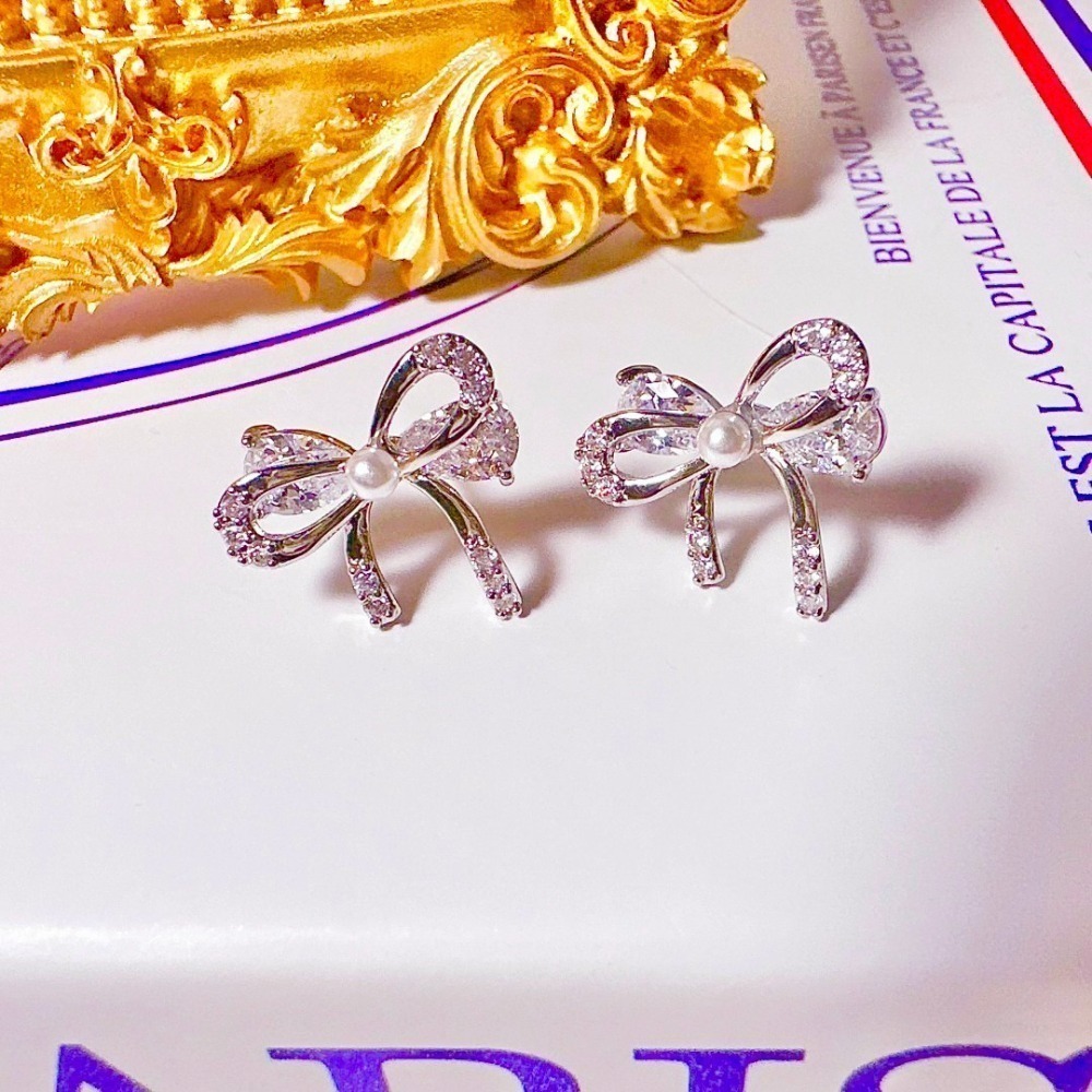 【正韓 S925耳針 蝴蝶結珍珠耳環】蝴蝶結耳環 韓國耳環 韓國飾品 鑲鑽 女生飾品  首飾 時尚配件 #WA7221-規格圖7