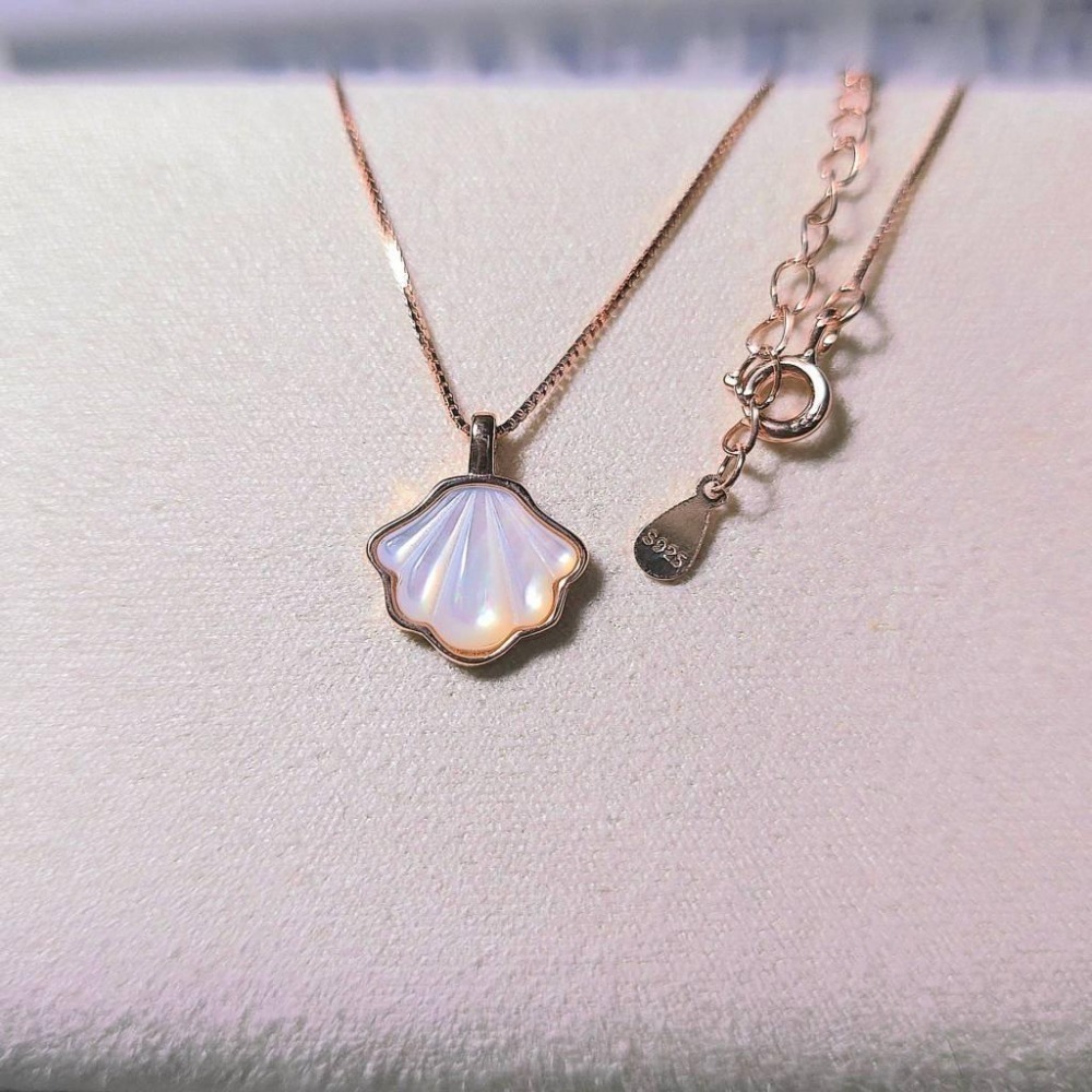 【925純銀 貝殼項鍊 】吊墜項鍊 鎖骨項鍊 女生項鍊 氣質項鍊 項鍊 飾品 #CA0201-細節圖4