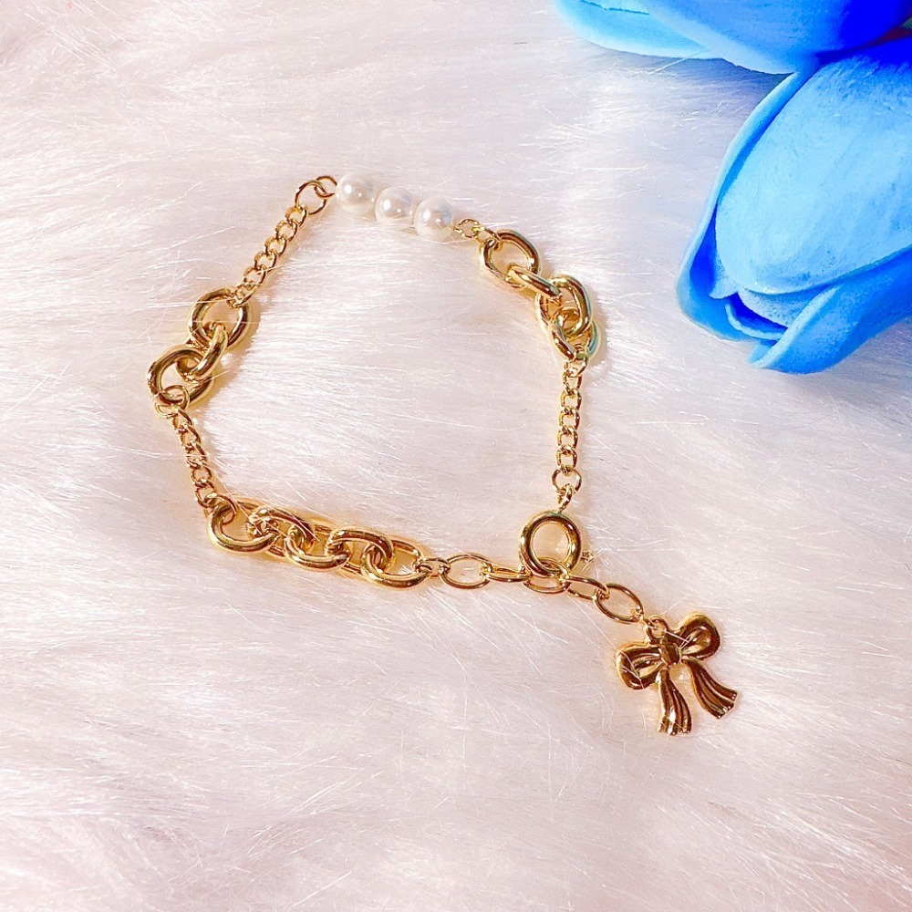 【正韓 甜酷蝴蝶結珍珠手鍊】重工風 韓國飾品 韓國手鍊 氣質手鍊 女生飾品 女生手鍊 # YA5304-規格圖7