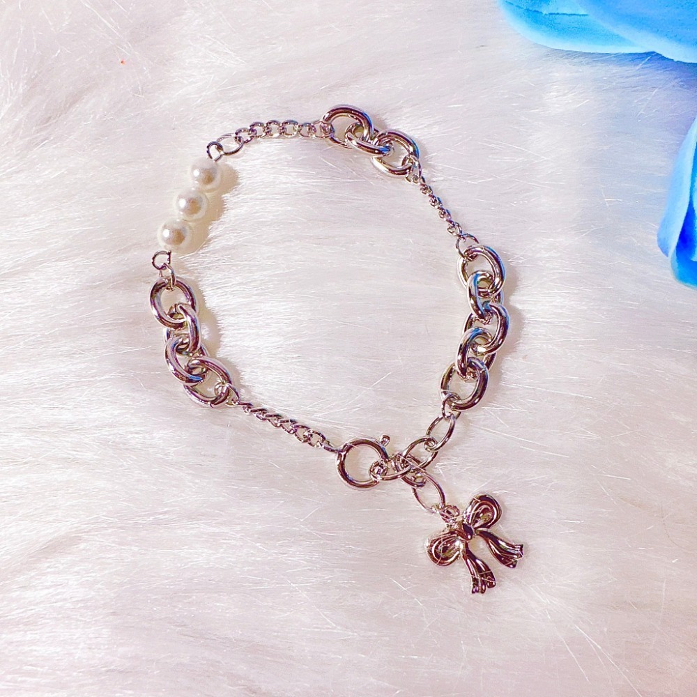 【正韓 甜酷蝴蝶結珍珠手鍊】重工風 韓國飾品 韓國手鍊 氣質手鍊 女生飾品 女生手鍊 # YA5304-規格圖7