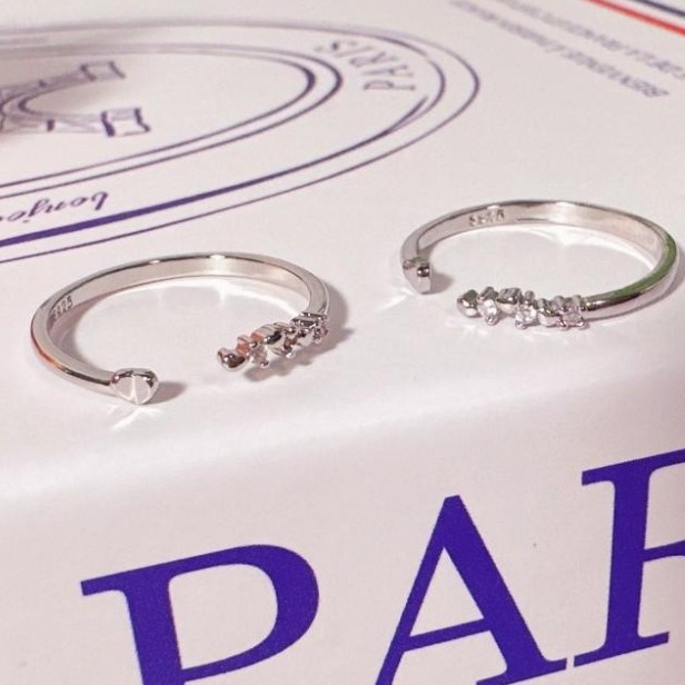 【925純銀 簡約水鑽愛心戒指】 開口戒 小眾鑲鑽優雅女戒 低調日常百搭飾品 日常穿搭推薦 TW0003-細節圖2