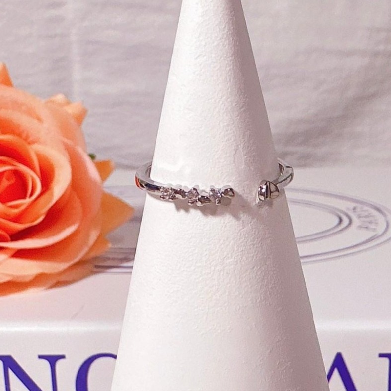 【925純銀 簡約水鑽愛心戒指】 開口戒 小眾鑲鑽優雅女戒 低調日常百搭飾品 日常穿搭推薦 TW0003-細節圖5