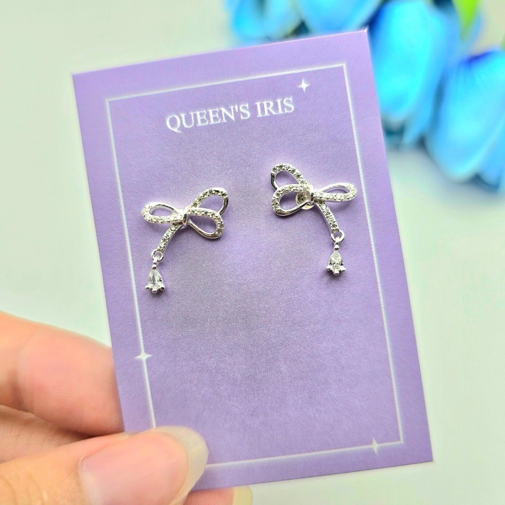 【正韓 925純銀 輕奢水鑽垂墜造型蝴蝶結耳環】韓國耳環 女生飾品 耳飾 首飾 #WA6705-細節圖3