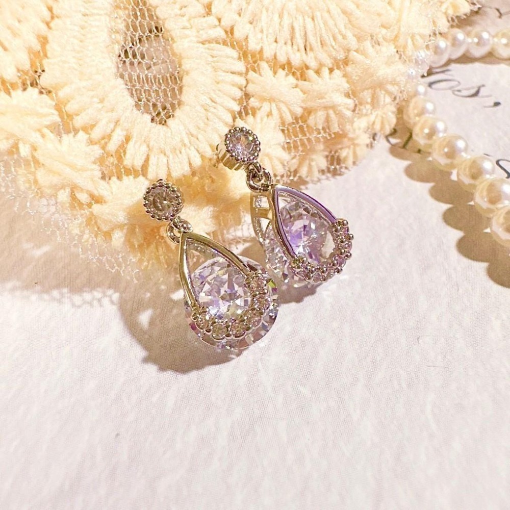 【正韓 水鑽輕奢水滴耳環】韓國飾品 韓國耳環 耳環 氣質 鑲鑽 甜美優雅 #WA7212-細節圖5