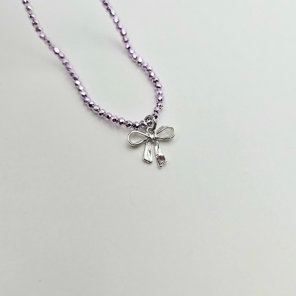 【正韓 氣質蝴蝶結碎銀項鍊】韓國飾品 韓國項鍊 女生飾品 女生項鍊 飾品 項鍊 #WA7707-細節圖4