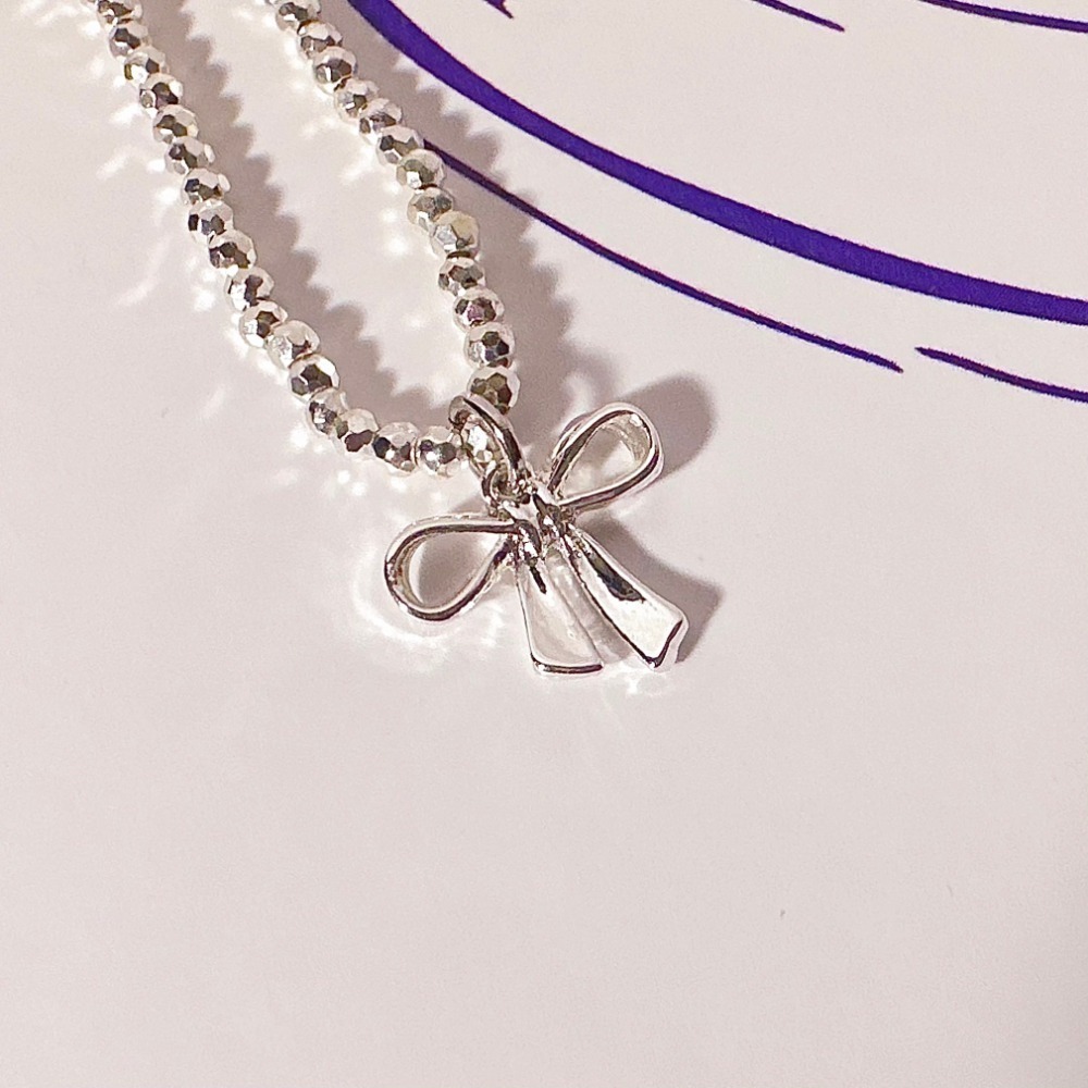 【正韓 氣質蝴蝶結碎銀項鍊】韓國飾品 韓國項鍊 女生飾品 女生項鍊 飾品 項鍊 #WA7707-規格圖5