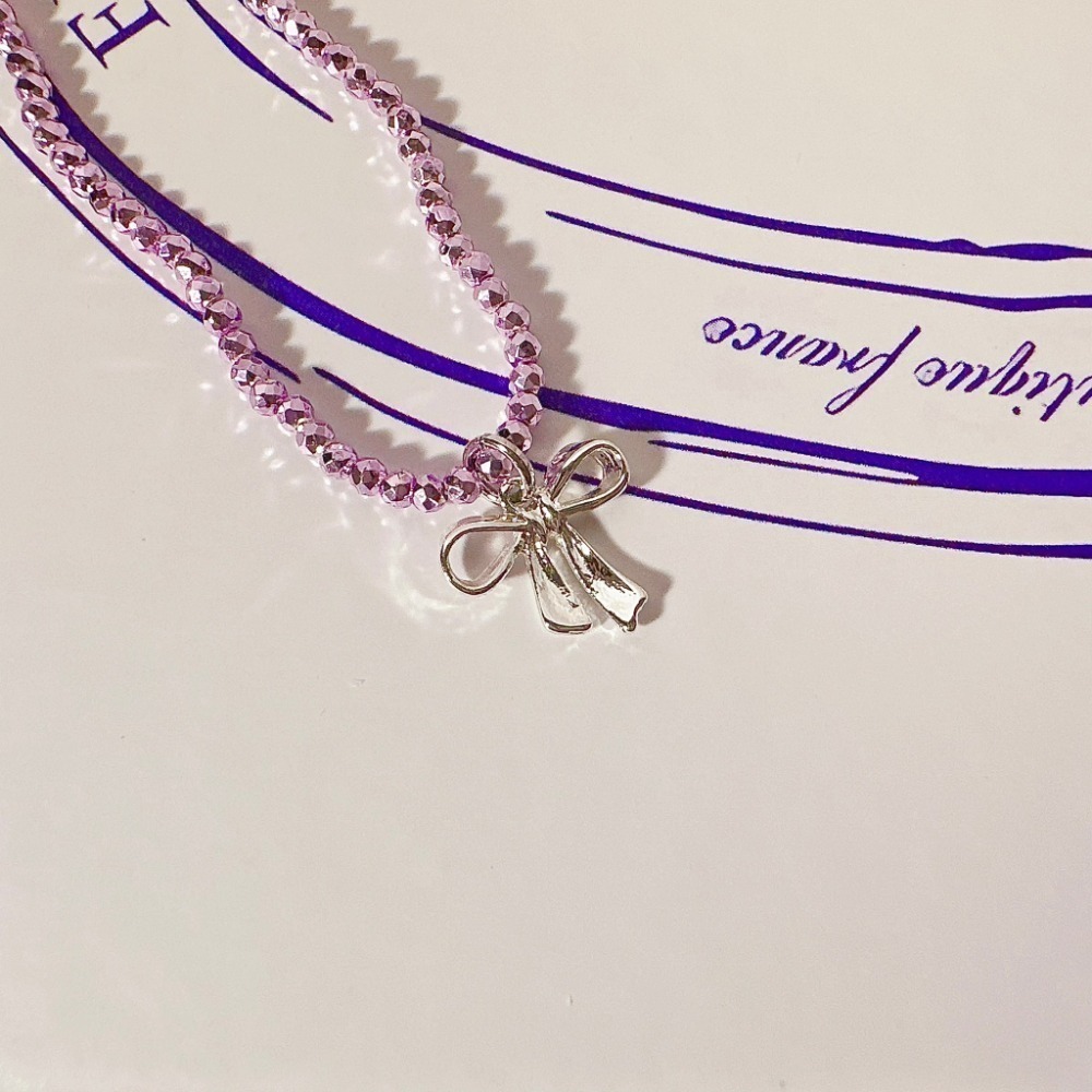 【正韓 氣質蝴蝶結碎銀項鍊】韓國飾品 韓國項鍊 女生飾品 女生項鍊 飾品 項鍊 #WA7707-規格圖5