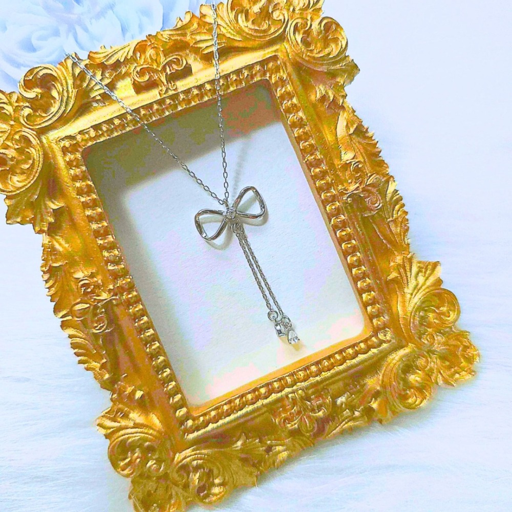 【925純銀 氣質蝴蝶結流蘇項鍊】流蘇項鍊 飾品 女生項鍊 女生飾品 首飾 CA0205-細節圖2