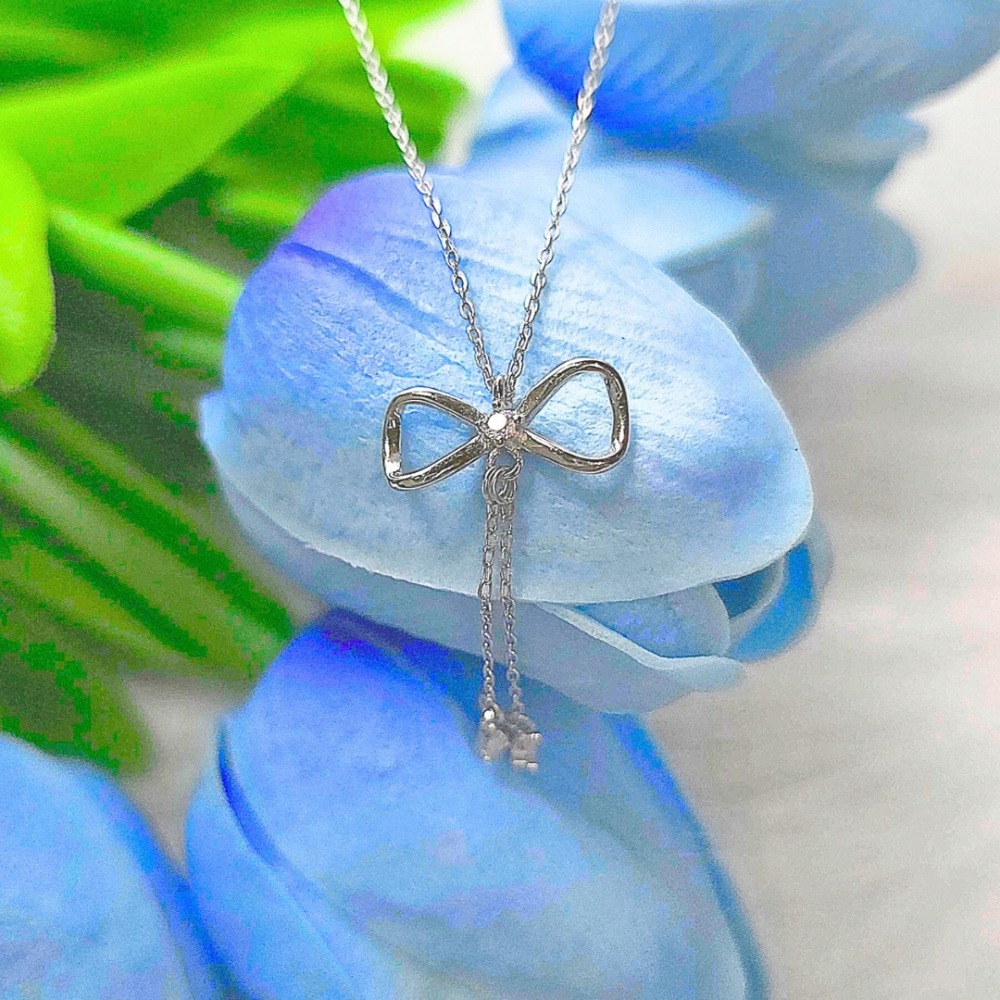 【925純銀 氣質蝴蝶結流蘇項鍊】流蘇項鍊 飾品 女生項鍊 女生飾品 首飾 CA0205-細節圖3