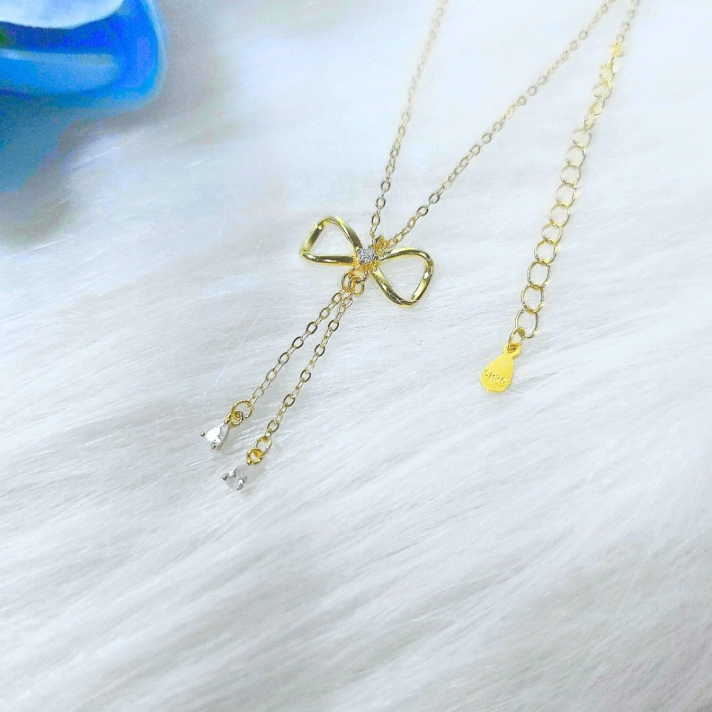 【925純銀 氣質蝴蝶結流蘇項鍊】流蘇項鍊 飾品 女生項鍊 女生飾品 首飾 CA0205-細節圖5