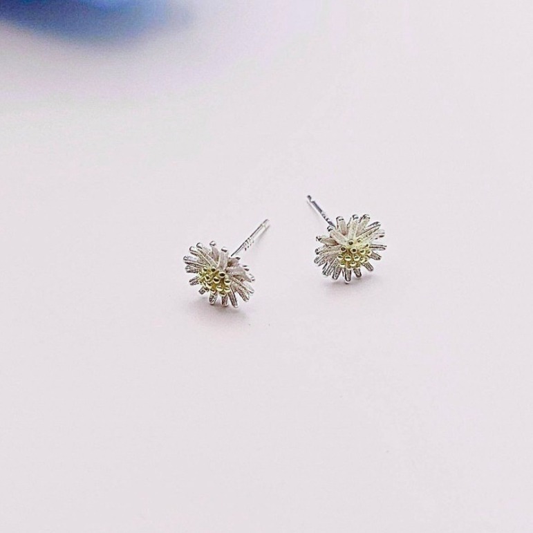 【925純銀 小雛菊造型耳環】女生耳環 飾品 首飾 耳飾 #CA0227-細節圖2