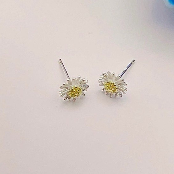 【925純銀 小雛菊造型耳環】女生耳環 飾品 首飾 耳飾 #CA0227-細節圖3