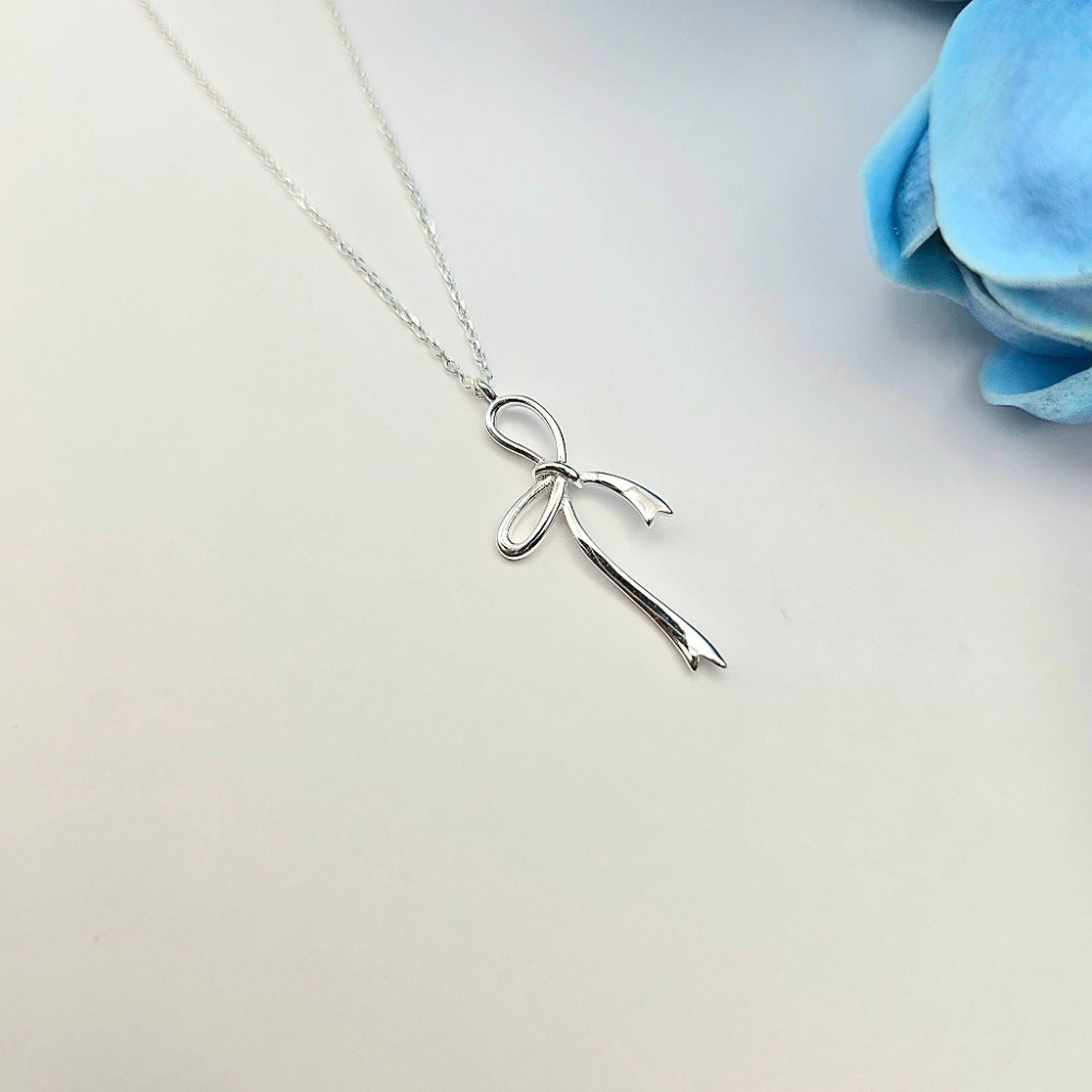 【正韓 925純銀 蝴蝶結水鑽項鍊】 細鏈 韓國飾品 韓國項鍊 女生飾品 首飾 項鍊 #WA6702-規格圖5