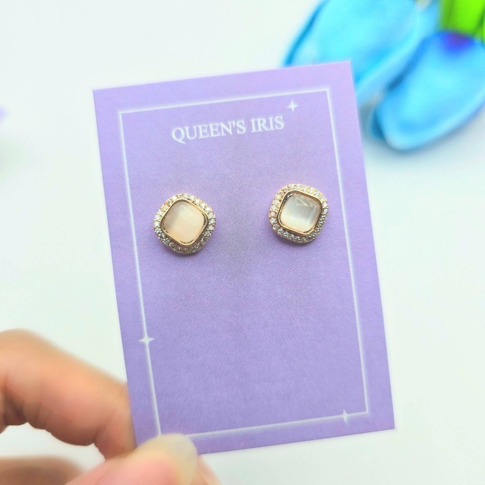 【正韓 925銀針 水鑽方形貓眼石耳環】 韓國耳環 韓國飾品 耳飾 首飾 女生飾品飾 #WA7219-細節圖3