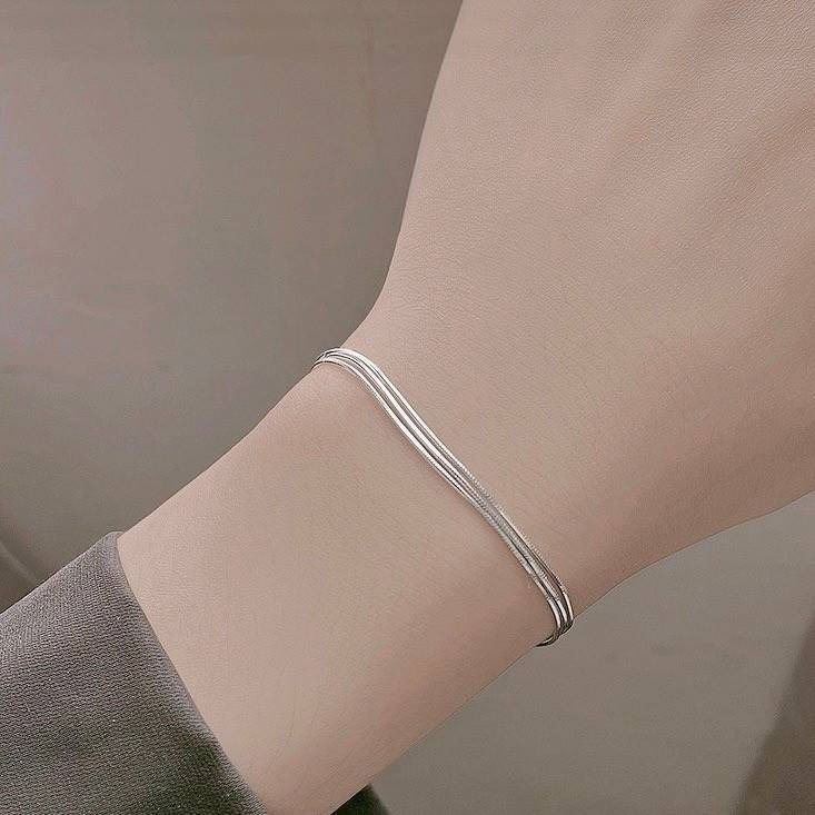 【925純銀 簡約三層蛇骨手鍊】素鍊 時尚百搭手鍊女 熱門推薦飾品 送禮必備 送禮推薦 CA0225-細節圖3