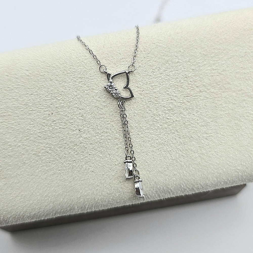 【925純銀 氣質蝴蝶水鑽項鍊】 垂墜項鍊  時尚小眾設計 女生項鍊 頸鍊 鎖骨練 送禮推薦 CA0220-細節圖2
