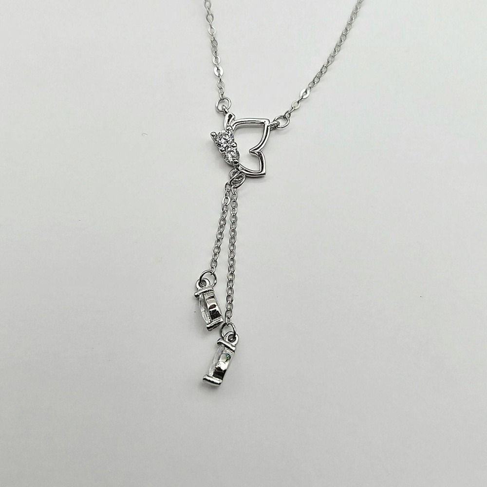 【925純銀 氣質蝴蝶水鑽項鍊】 垂墜項鍊  時尚小眾設計 女生項鍊 頸鍊 鎖骨練 送禮推薦 CA0220-細節圖3