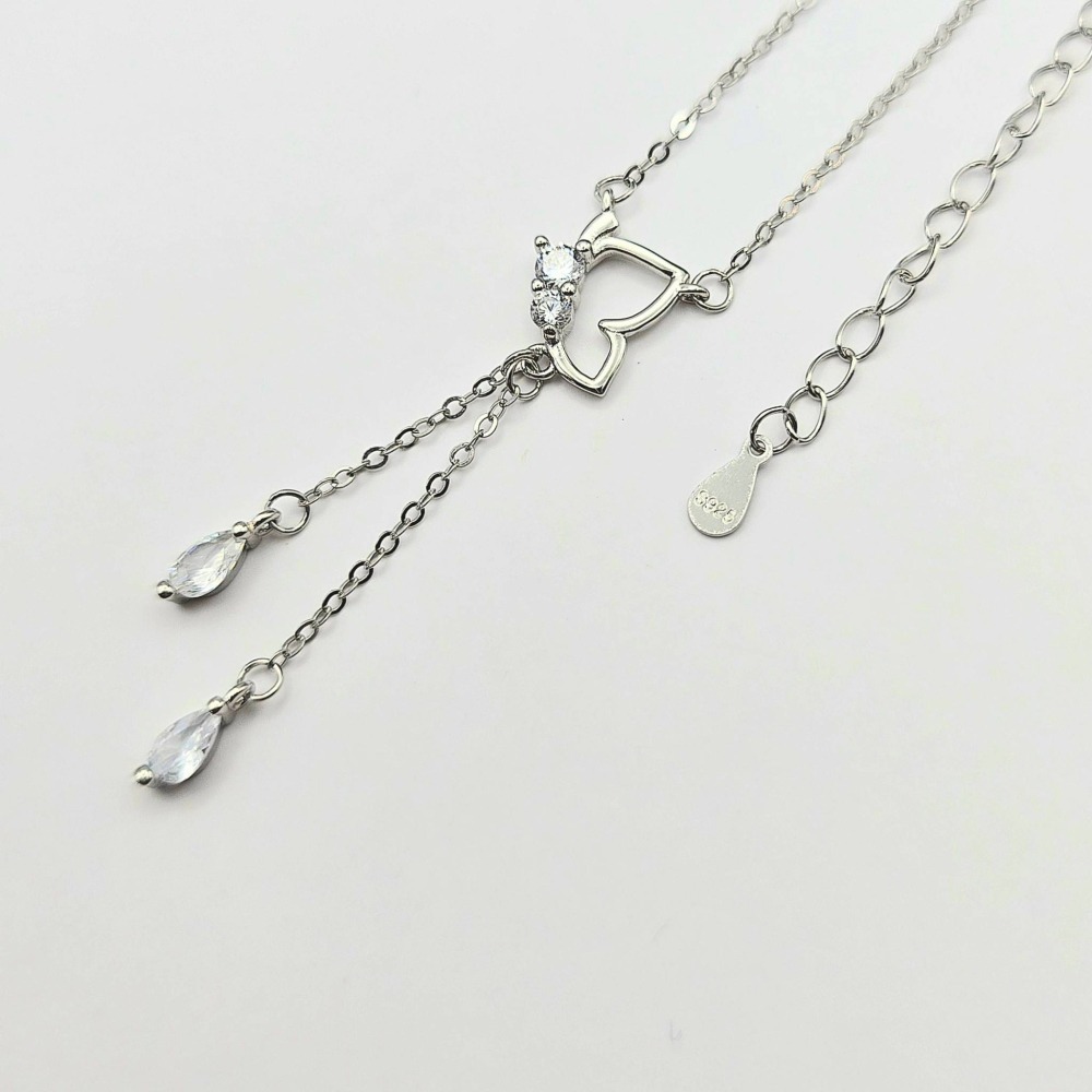 【925純銀 氣質蝴蝶水鑽項鍊】 垂墜項鍊  時尚小眾設計 女生項鍊 頸鍊 鎖骨練 送禮推薦 CA0220-細節圖5