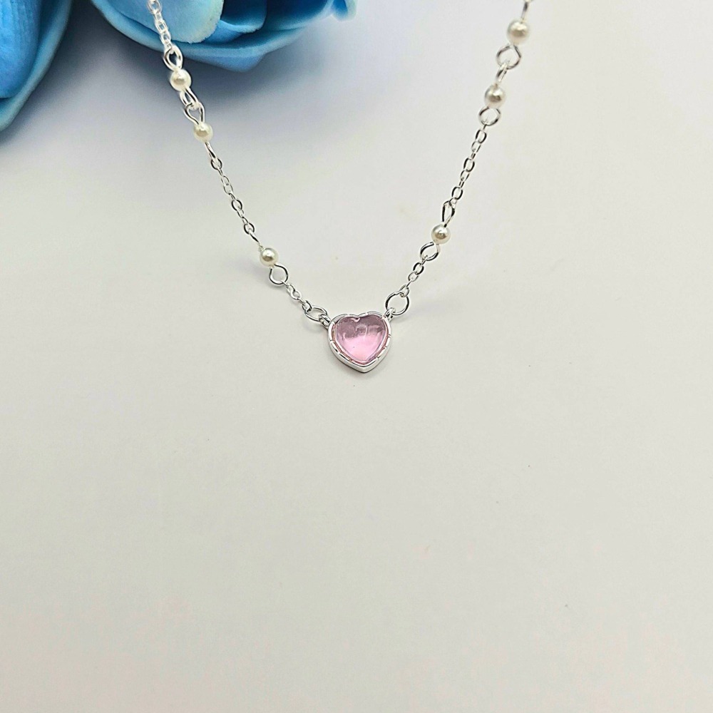 【925純銀 韓版氣質甜美愛心透明石項鍊】 鎖骨練 頸鍊 小眾熱門推薦 韓系必備項鍊 飾品 CA0233-細節圖2