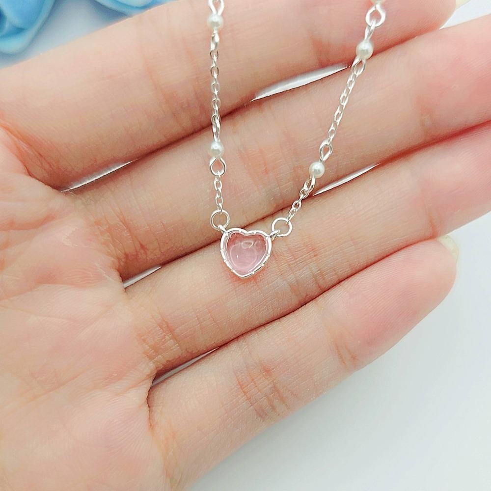 【925純銀 韓版氣質甜美愛心透明石項鍊】 鎖骨練 頸鍊 小眾熱門推薦 韓系必備項鍊 飾品 CA0233-細節圖4