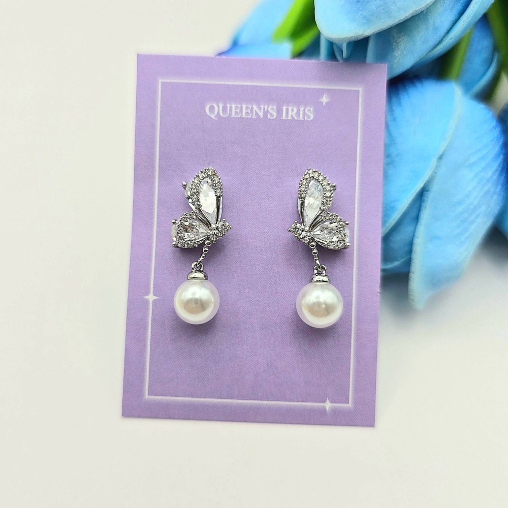 【正韓 925銀針 氣質水鑽蝴蝶珍珠耳環】 韓國爆款推薦耳環 耳飾 網紅必備推薦飾品 送禮 YA5305-細節圖5