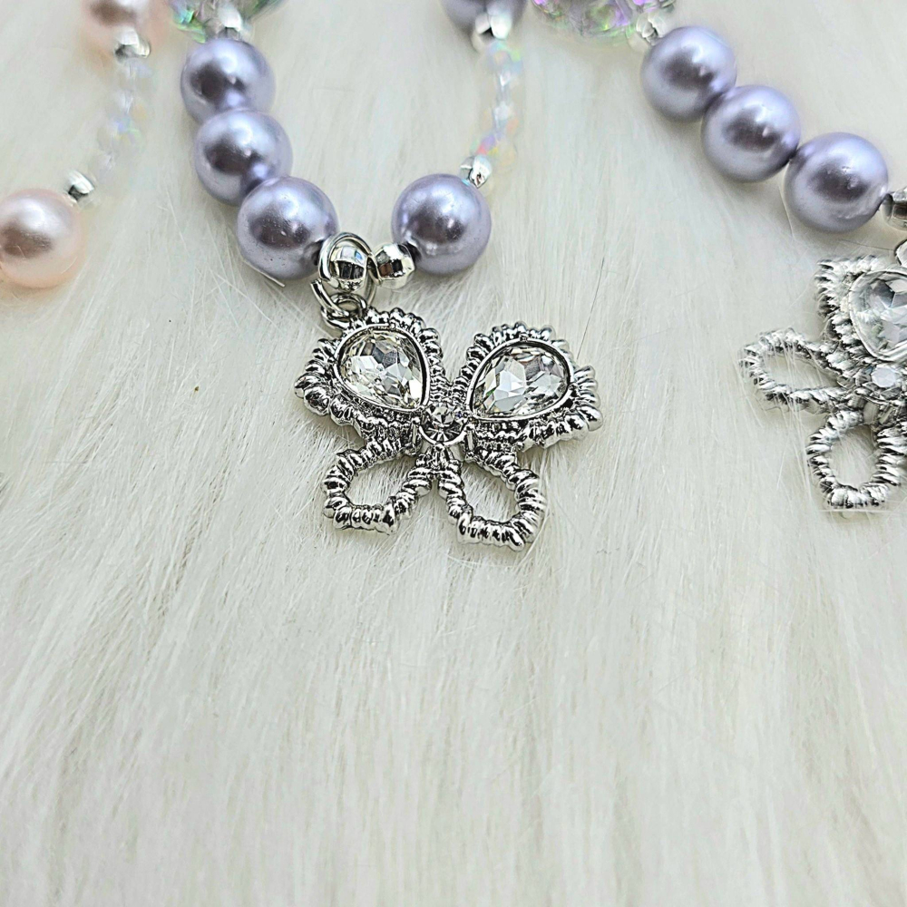 【串珠玫瑰 水鑽蝴蝶墜飾鑰匙圈】 鑰匙扣 流行包包掛件 手機掛件 壓克力吊飾 送禮 生日禮物推薦 CP0401-細節圖5