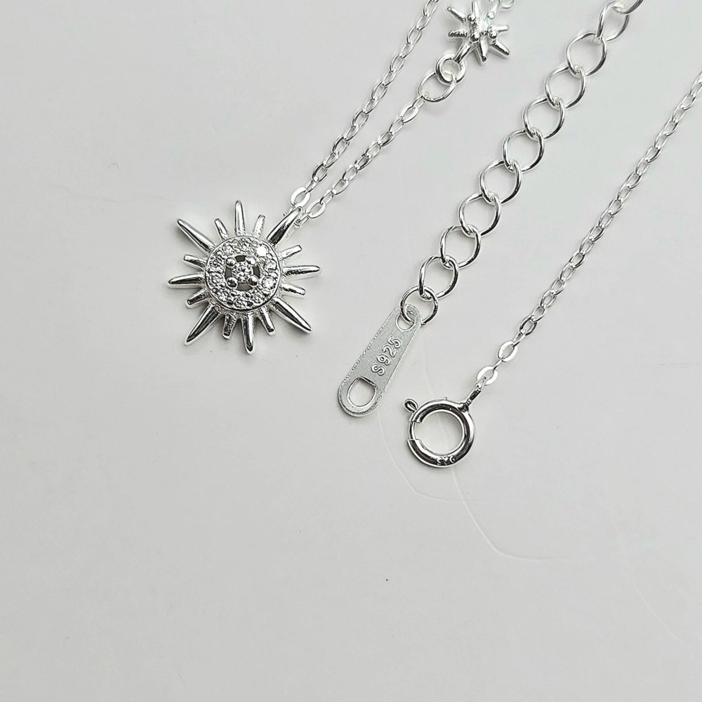 【陽光絮語】 S925 18K金 太陽項鍊 純銀頸鍊 鑲鑽造型項鍊 流行時尚 女生飾品 首飾 送禮推薦 CA0303-細節圖8