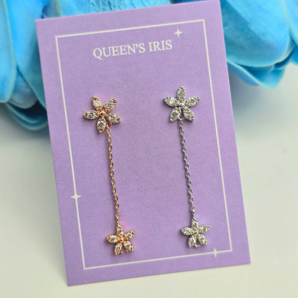 【正韓 925銀針 花朵水鑽流蘇耳環】 氣質甜美耳飾 韓國小眾飾品 生日送禮必備 推薦女生首飾 WA7231-細節圖2