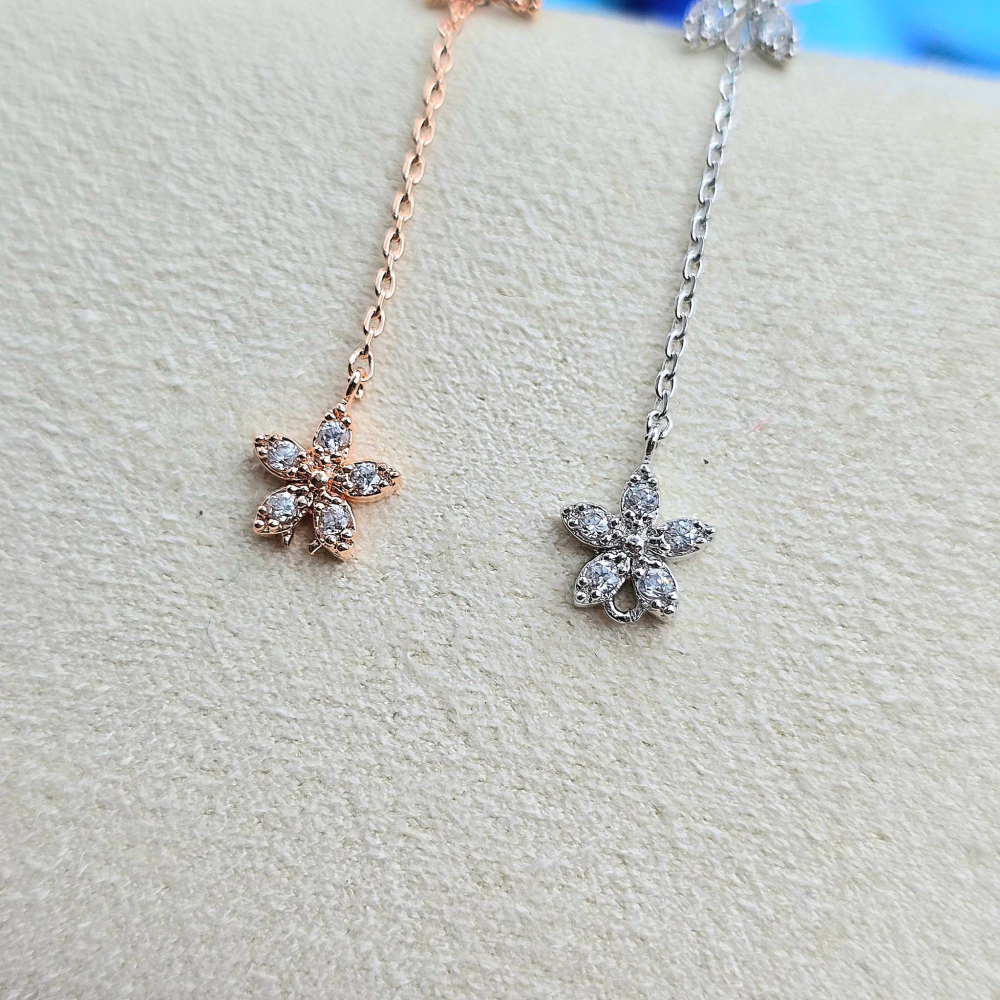 【正韓 925銀針 花朵水鑽流蘇耳環】 氣質甜美耳飾 韓國小眾飾品 生日送禮必備 推薦女生首飾 WA7231-細節圖4