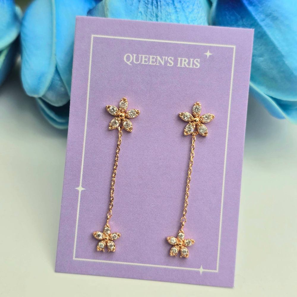 【正韓 925銀針 花朵水鑽流蘇耳環】 氣質甜美耳飾 韓國小眾飾品 生日送禮必備 推薦女生首飾 WA7231-細節圖6