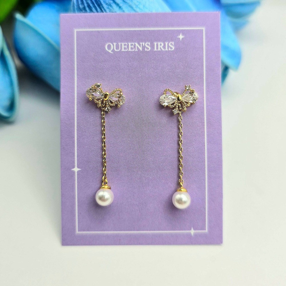 【正韓 小巧蝴蝶結水鑽耳環】韓國氣質耳飾 甜美可愛飾品 韓國設計女生首飾 爆款推薦 必備耳環 WA7240E-細節圖2