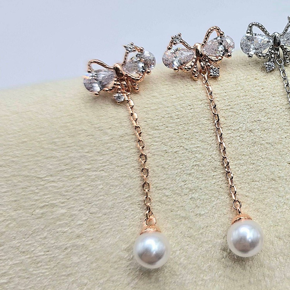 【正韓 小巧蝴蝶結水鑽耳環】韓國氣質耳飾 甜美可愛飾品 韓國設計女生首飾 爆款推薦 必備耳環 WA7240E-規格圖4