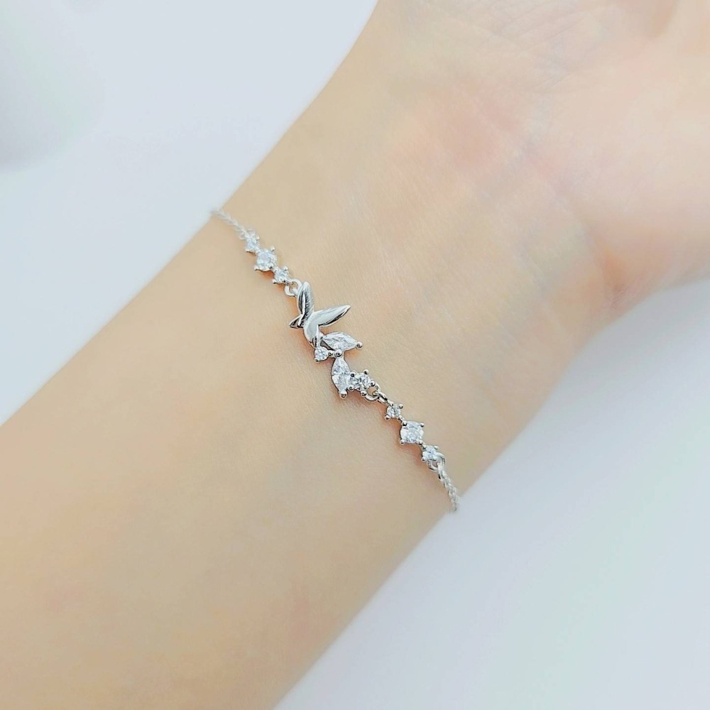 【現貨快速出】S925純銀 日系小巧蝴蝶水鑽手鍊 氣質甜美手飾 女生推薦手鍊 小眾設計飾品 CA0208-細節圖2
