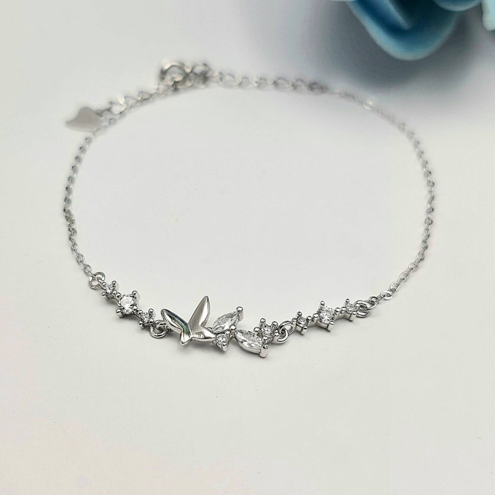 【現貨快速出】S925純銀 日系小巧蝴蝶水鑽手鍊 氣質甜美手飾 女生推薦手鍊 小眾設計飾品 CA0208-細節圖3