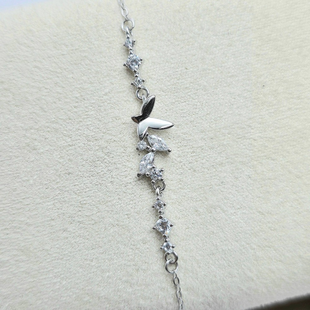 【現貨快速出】S925純銀 日系小巧蝴蝶水鑽手鍊 氣質甜美手飾 女生推薦手鍊 小眾設計飾品 CA0208-細節圖5