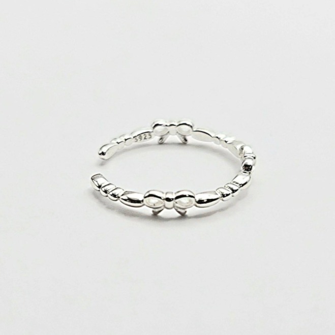 【現貨快速出】S925純銀 韓系間約蝴蝶結開口戒 氣質甜美戒指 日常百搭飾品  熱門推薦 送禮必備飾品 CA0215-細節圖2