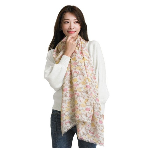 [HelloKitty機專屬代購，免運請聊聊] HELLO KITTY 喀什米爾輕柔羊毛圍巾 (正品保證/送禮典雅)-細節圖2