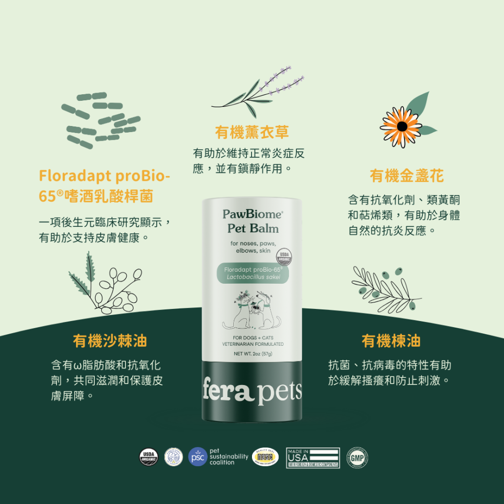 ★現貨免運【飛樂沛】美國 Fera Pets PawBiome™ 益生好棒舒緩皮毛膏 癢癢掰掰 紅腫掰掰 犬貓-細節圖7