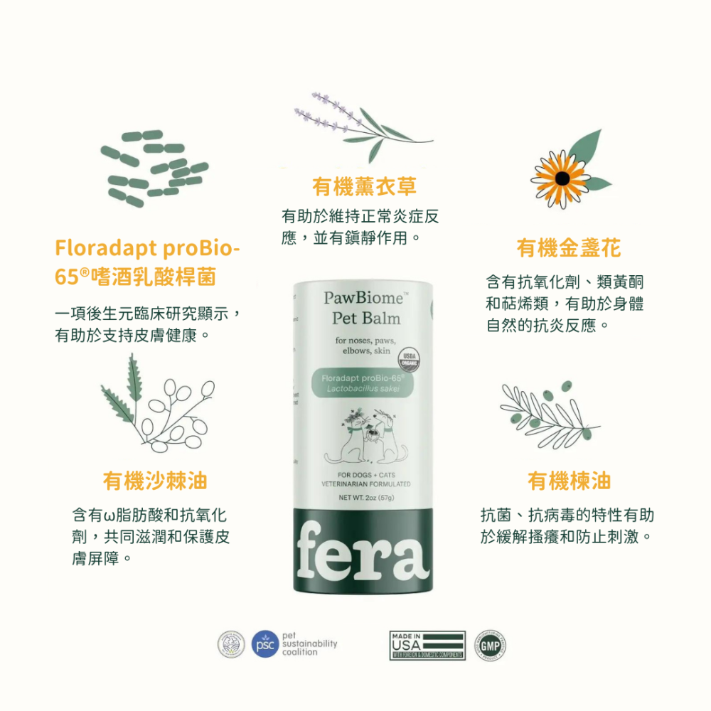 ★現貨【飛樂沛】美國 Fera Pets PawBiome™ 益生好棒舒緩皮毛膏 癢癢掰掰 紅腫掰掰 犬貓-細節圖3