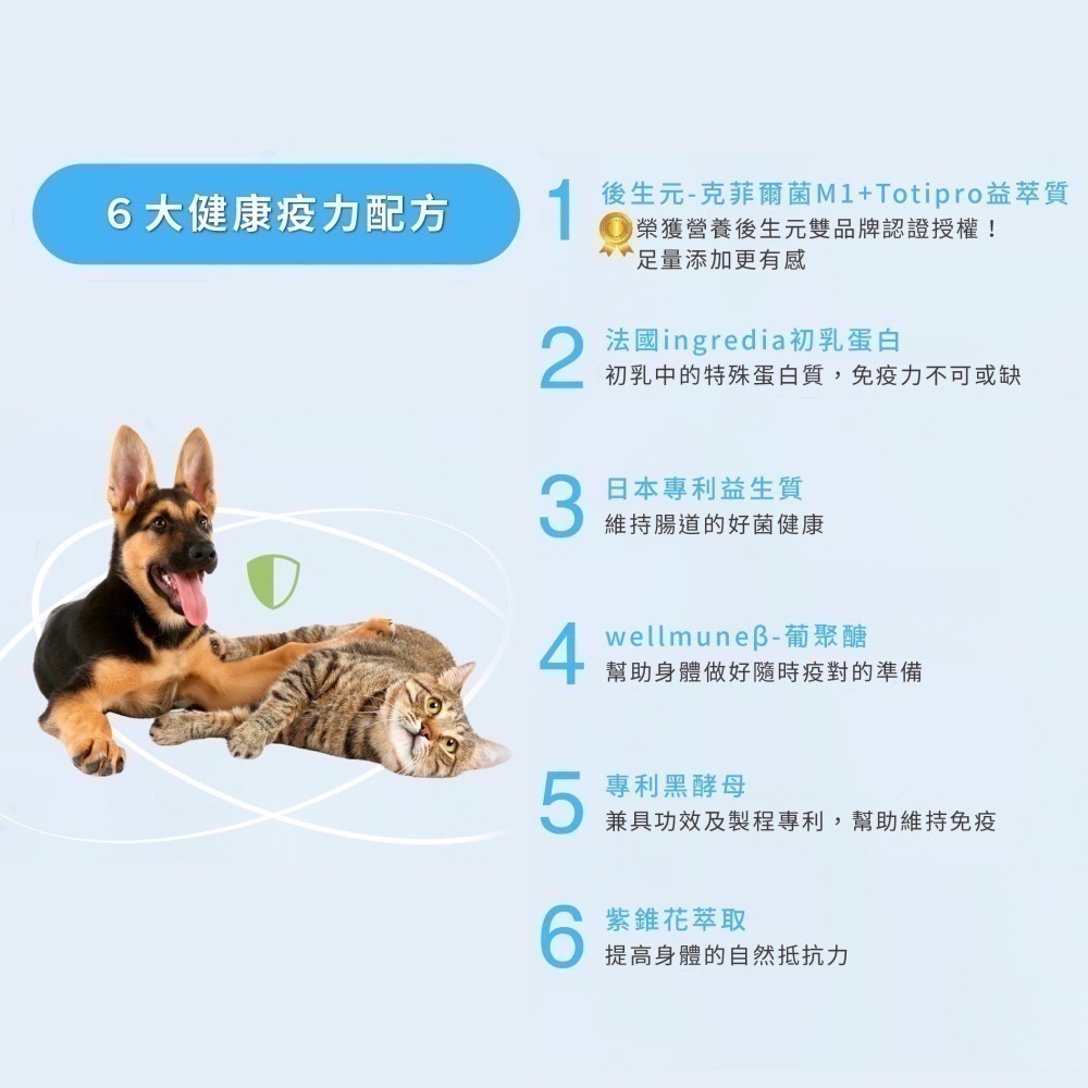 ★免運【寵立善】寵物天然保健食品/犬貓免疫機能保健粉 β-葡聚糖 黑酵母 後生元 犬貓免疫力強化 貓感冒 自然食-細節圖4