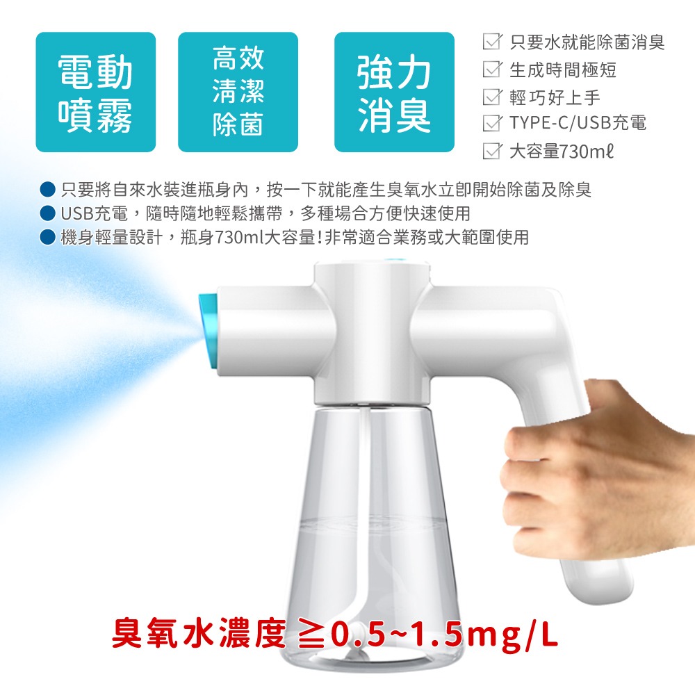 【ANECA】安耐克 S01 電動臭氧水奈米噴霧機 超氧水 (清潔 除臭 殺菌)-細節圖2