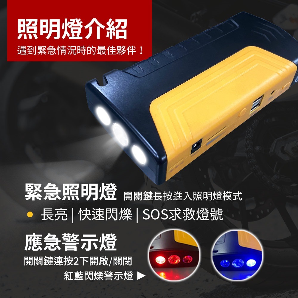 【非常G車】PT-162 12000mAh 多功能 汽機車緊急啟動電源 救車行動電源 智能電夾 附打氣機-細節圖3