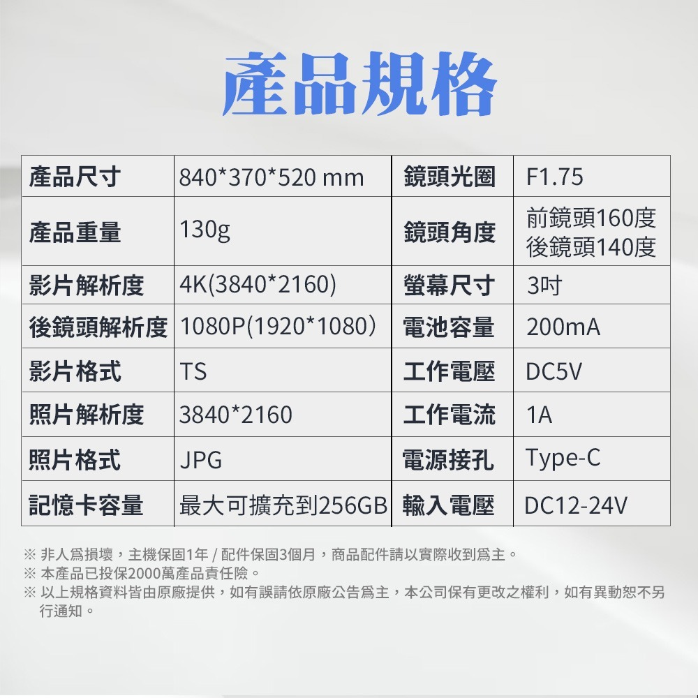 【路易視】QX8 4K高畫質 GPS 單機型 雙鏡頭 行車記錄器-細節圖11