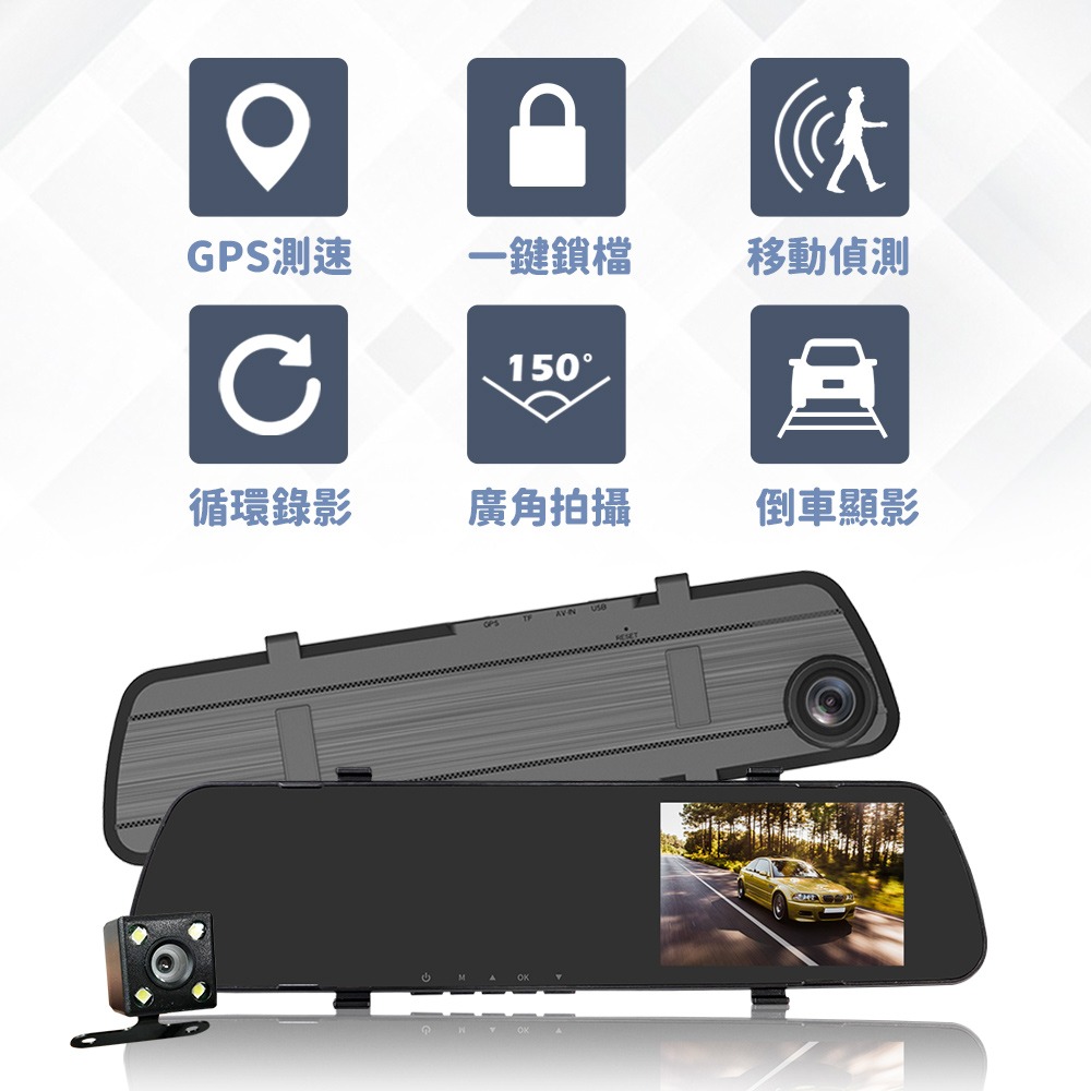 路易視 GX6 1080P GPS測速警報 雙鏡頭 後視鏡行車記錄器-細節圖2