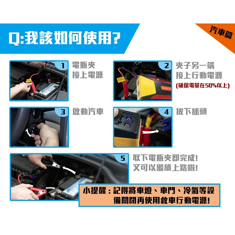 【非常G車】PT-106 12000mAh 多功能 救車行動電源(贈機車救援線) 可加購打氣機-細節圖8