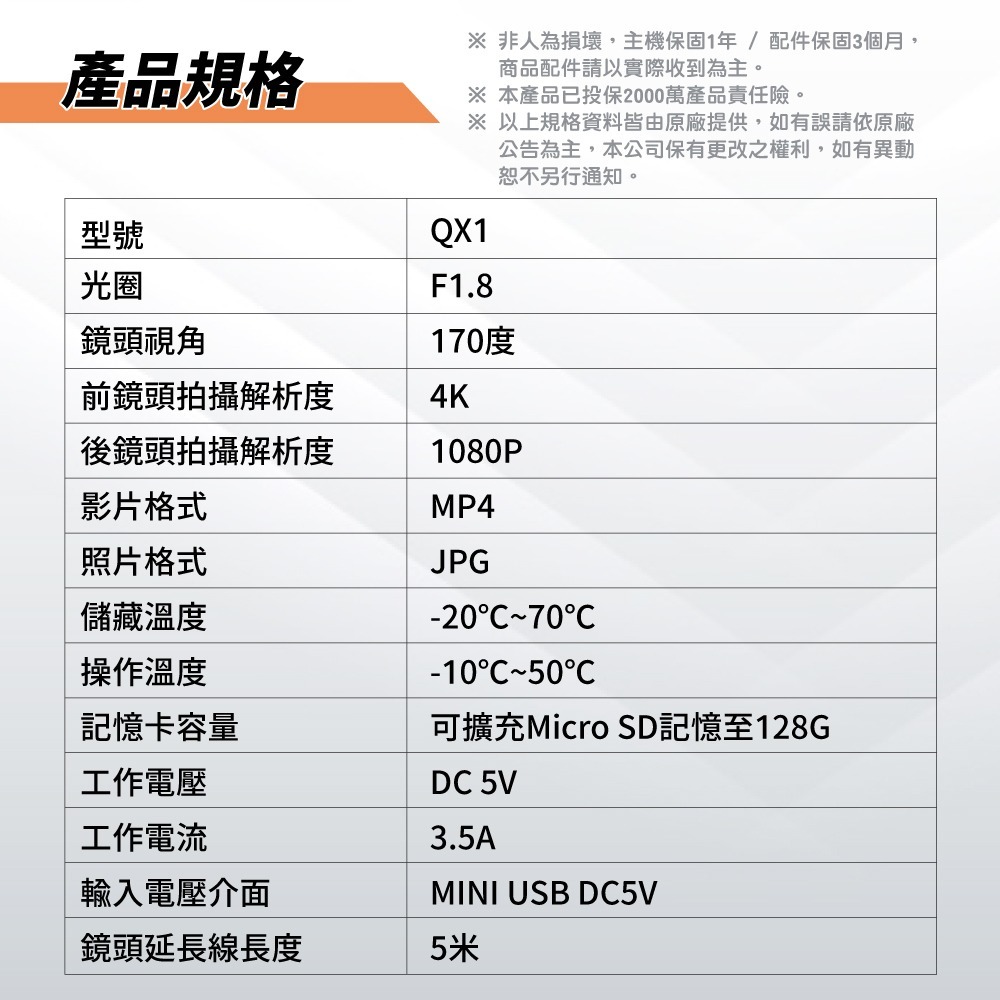 【路易視】QX1 4K WIFI 單機型 雙鏡頭 行車記錄器 (另有15米後鏡頭線款)-細節圖10